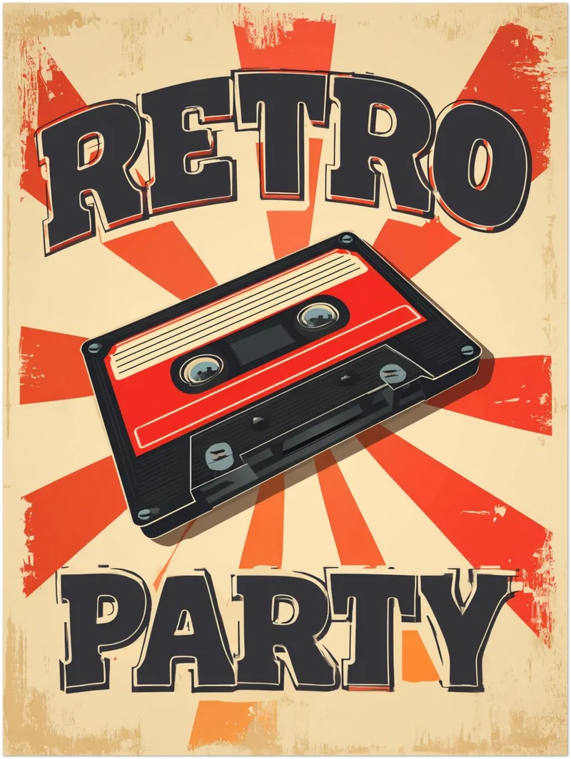 Retro Party Kassette Leinwandbild