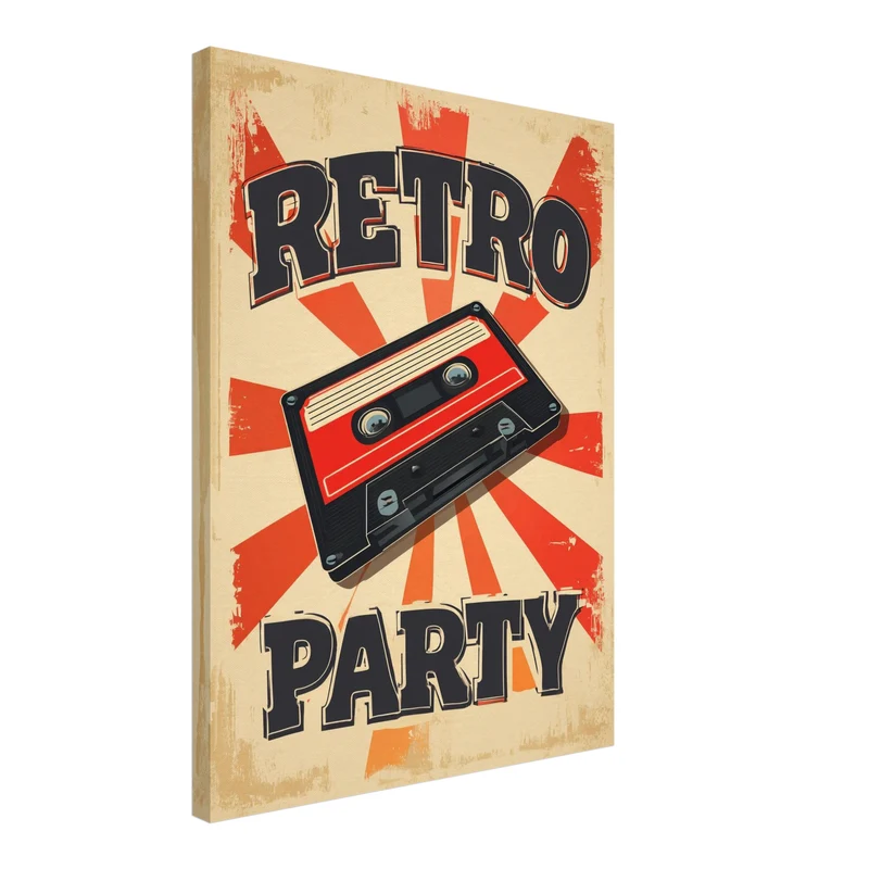 Retro Party Kassette Leinwandbild
