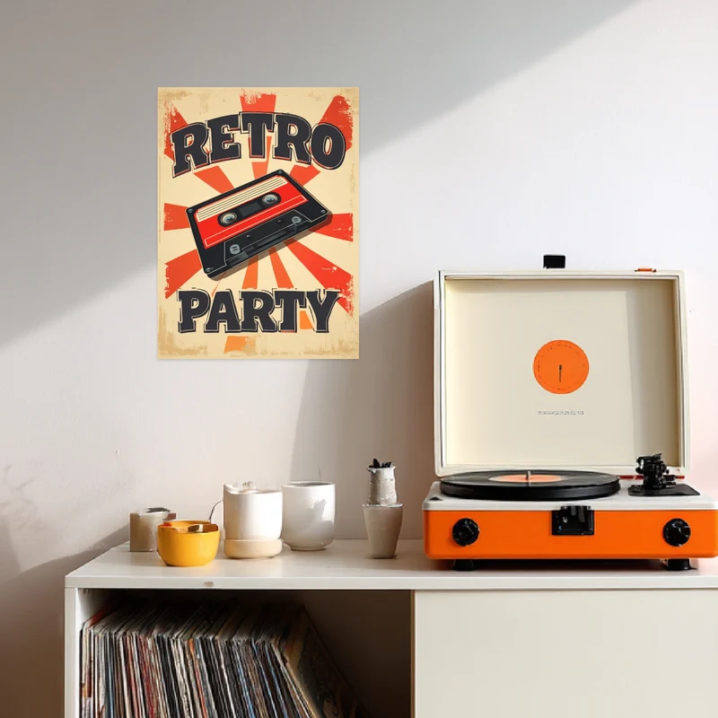 Retro Party Kassette Leinwandbild
