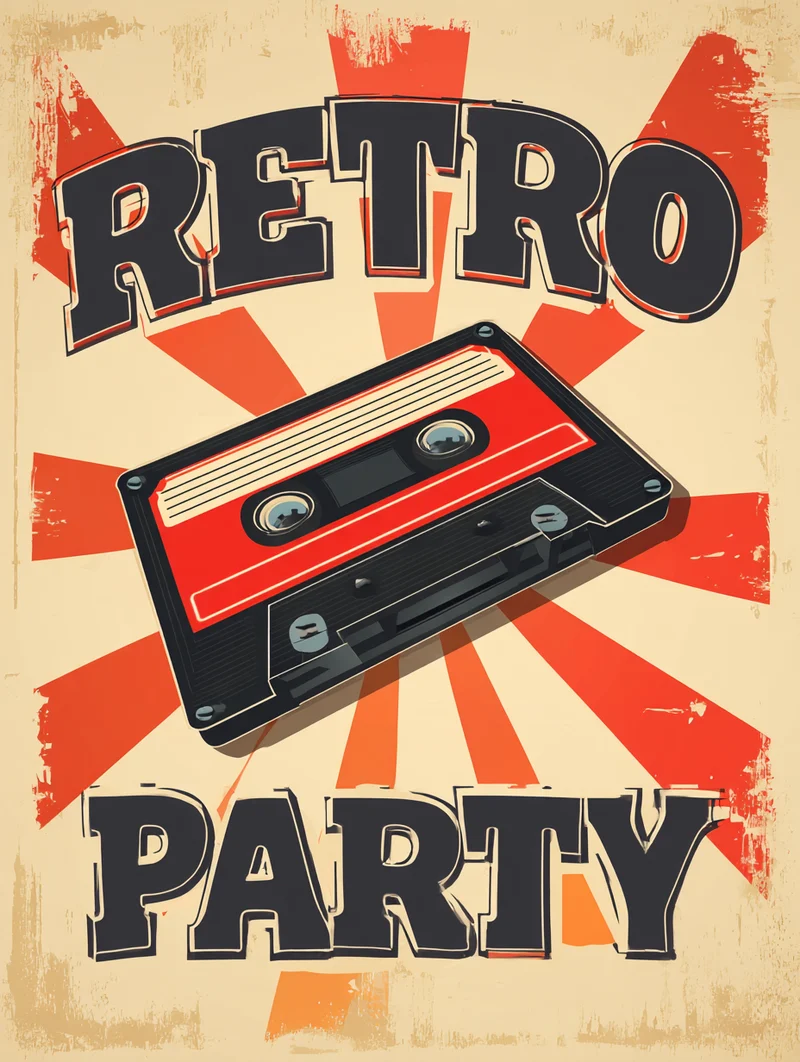 Retro Party Kassette Poster