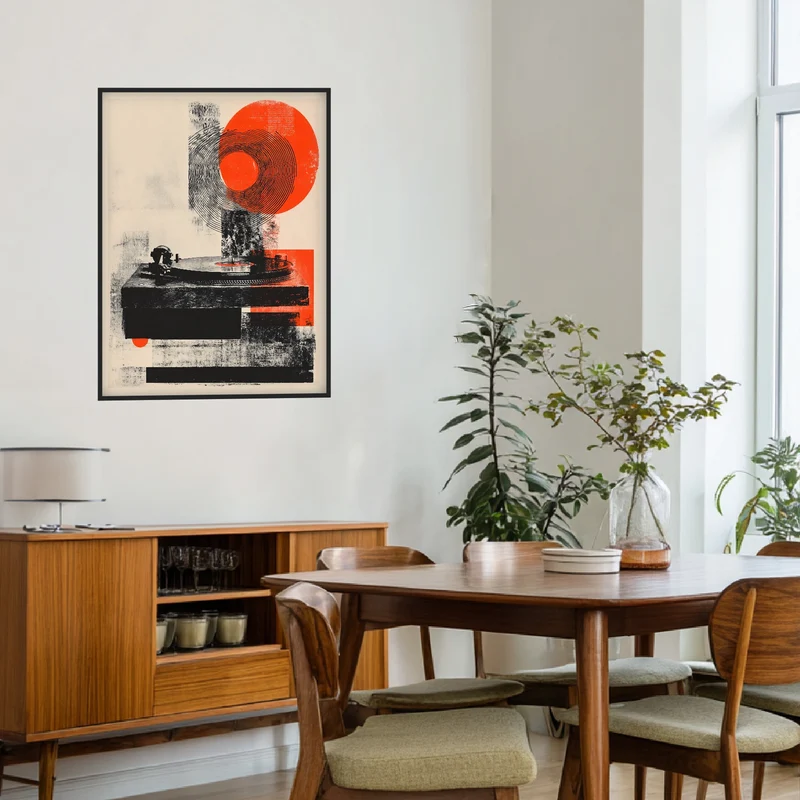 Plattenspieler mit Kreisformen Poster