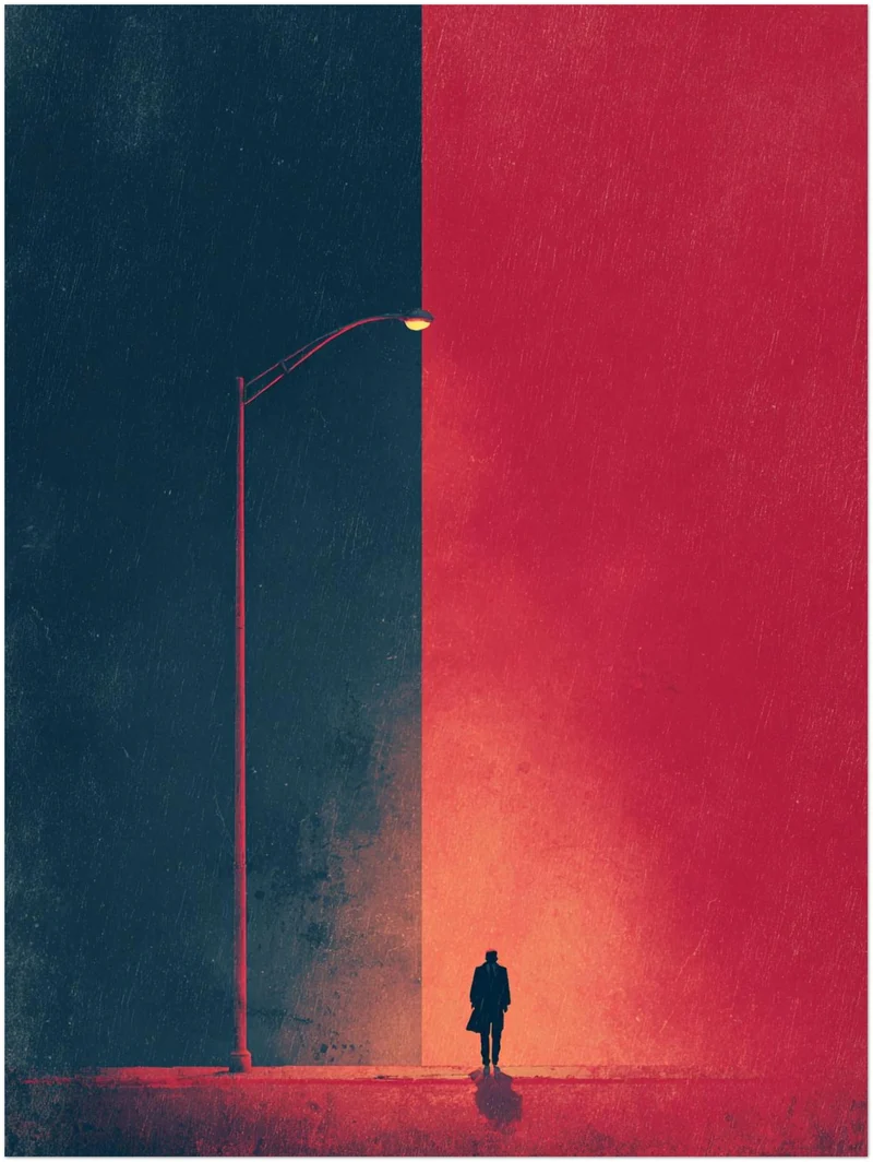 Alleingänger unter Nachtlicht Leinwandbild