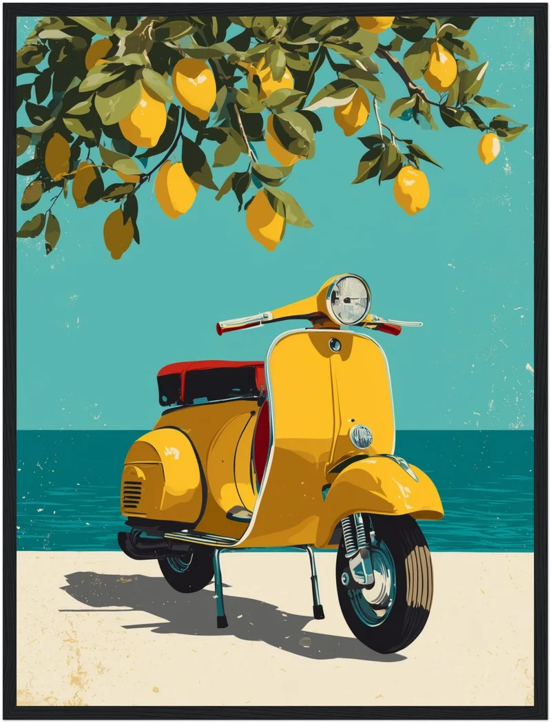 Gelber Roller am Meer Poster