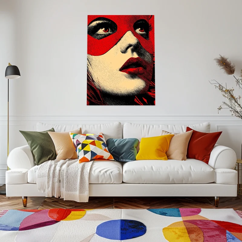 Rotes Maskenporträt Leinwandbild