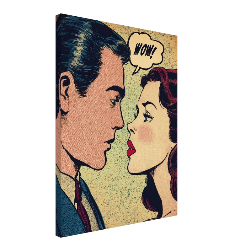 Romantisches Comicpaar Leinwandbild