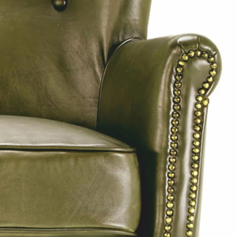 Casa Padrino Luxus Echtleder Sofa Grün / Schwarz 150 cm - Leder Möbel