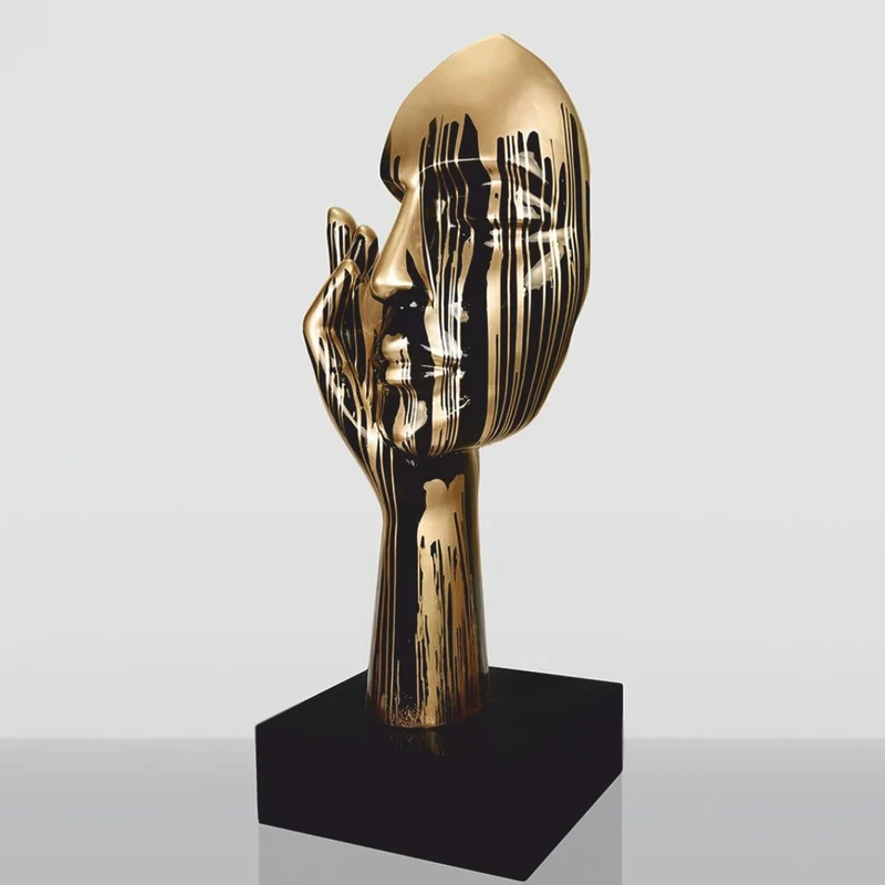 Casa Padrino XXL Deko Skulptur Schwarz / Gold H. 190 cm - Große Deko Figur