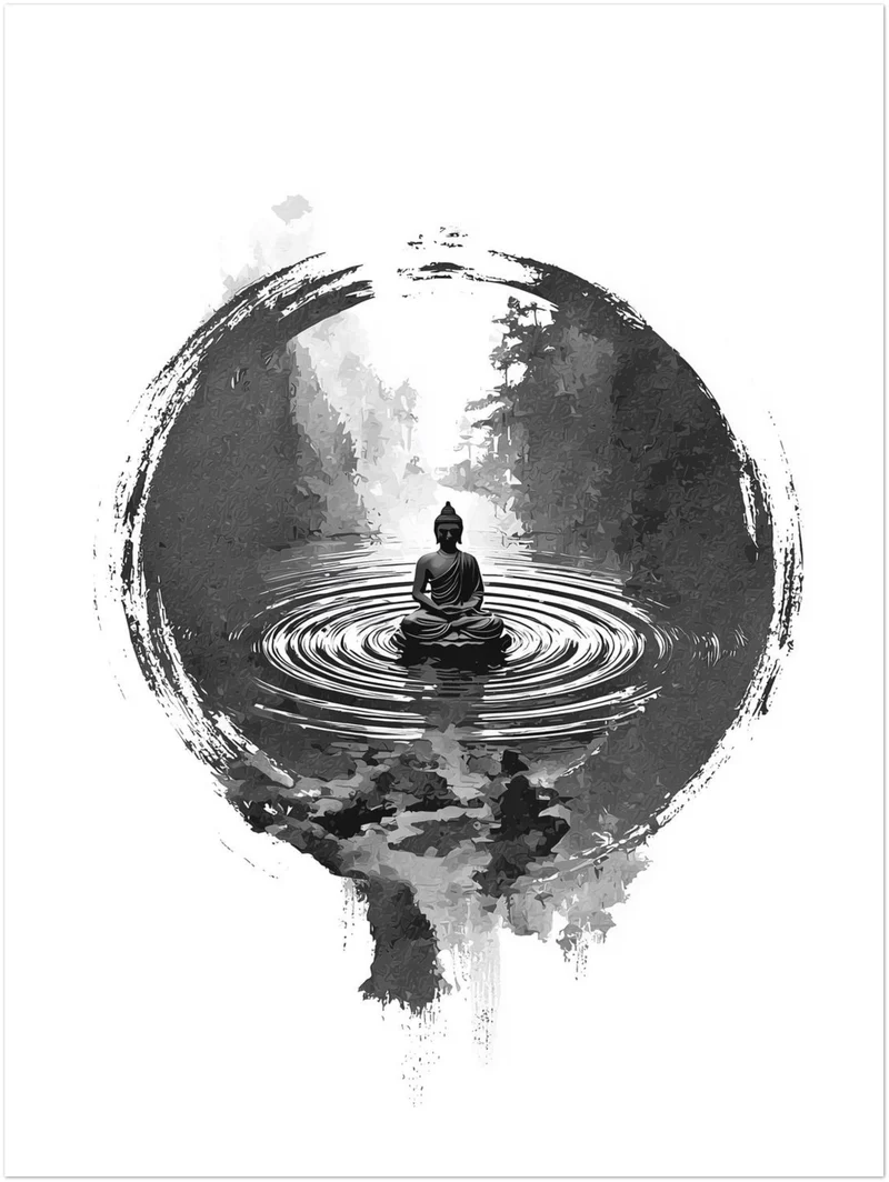 Buddha im Wasser Leinwandbild