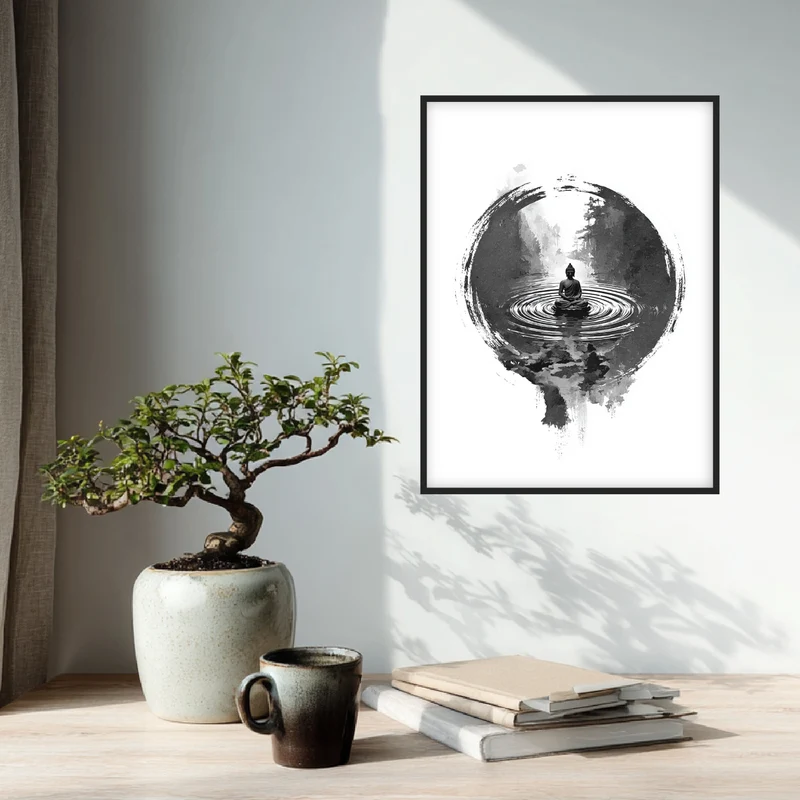 Buddha im Wasser Poster