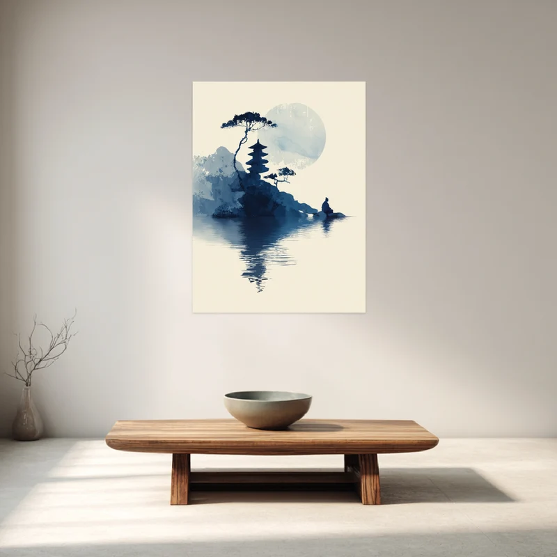 Pagode und meditierender Poster