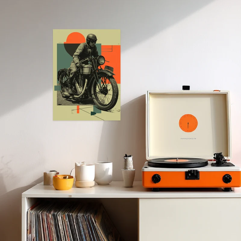 Motorradfahrer Porträt Poster