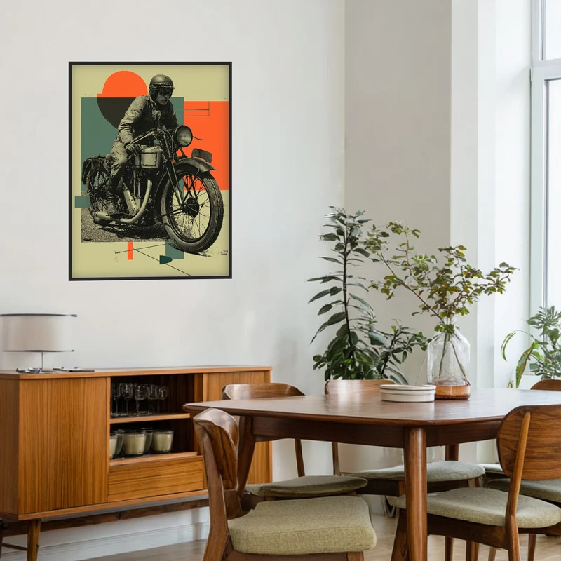 Motorradfahrer Porträt Poster