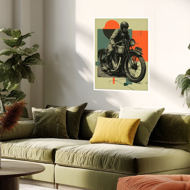 Motorradfahrer Porträt Poster