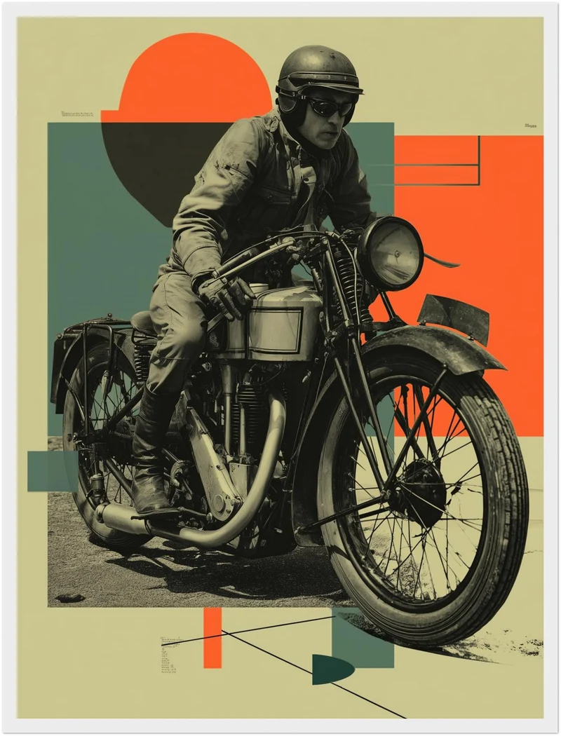 Motorradfahrer Porträt Poster