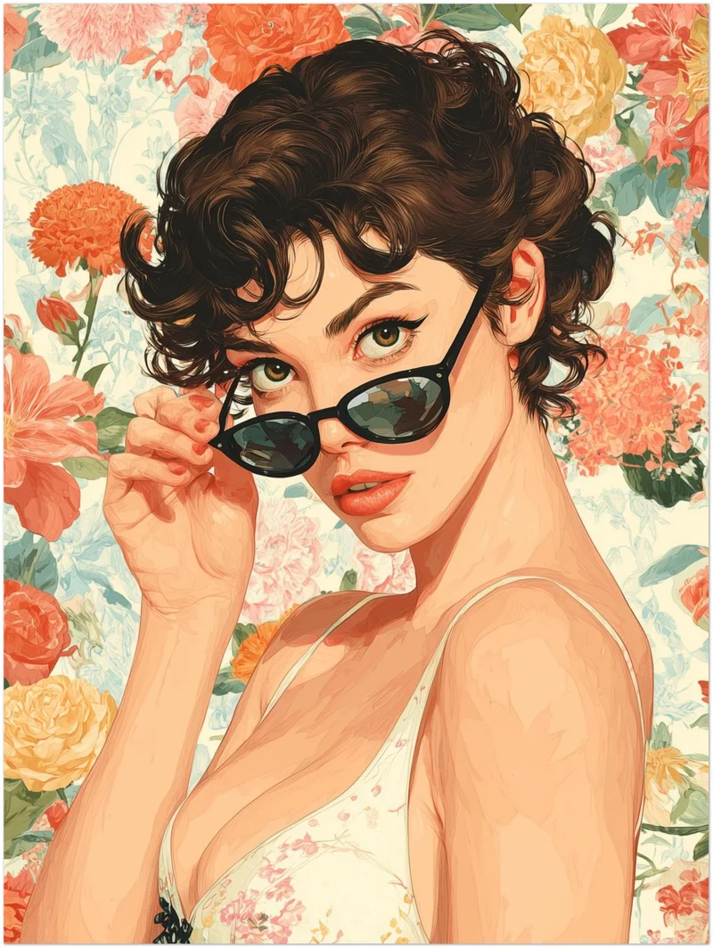 Frauenporträt mit Sonnenbrille Leinwandbild