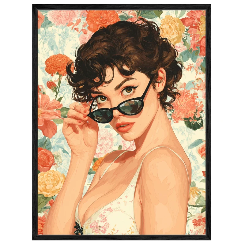 Frauenporträt mit Sonnenbrille Leinwandbild