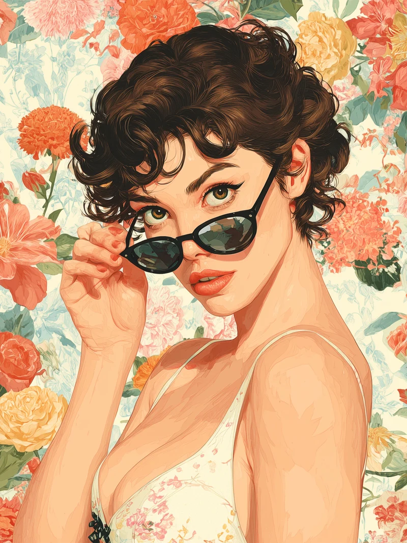 Frauenporträt mit Sonnenbrille Poster