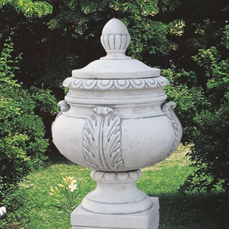 Casa Padrino Luxus Barock Garten Deko Amphore Grau H. 77 cm - Made in Italy