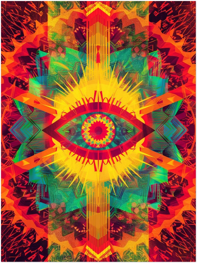 Leuchtendes Auge mit Farbstrahlen Leinwandbild