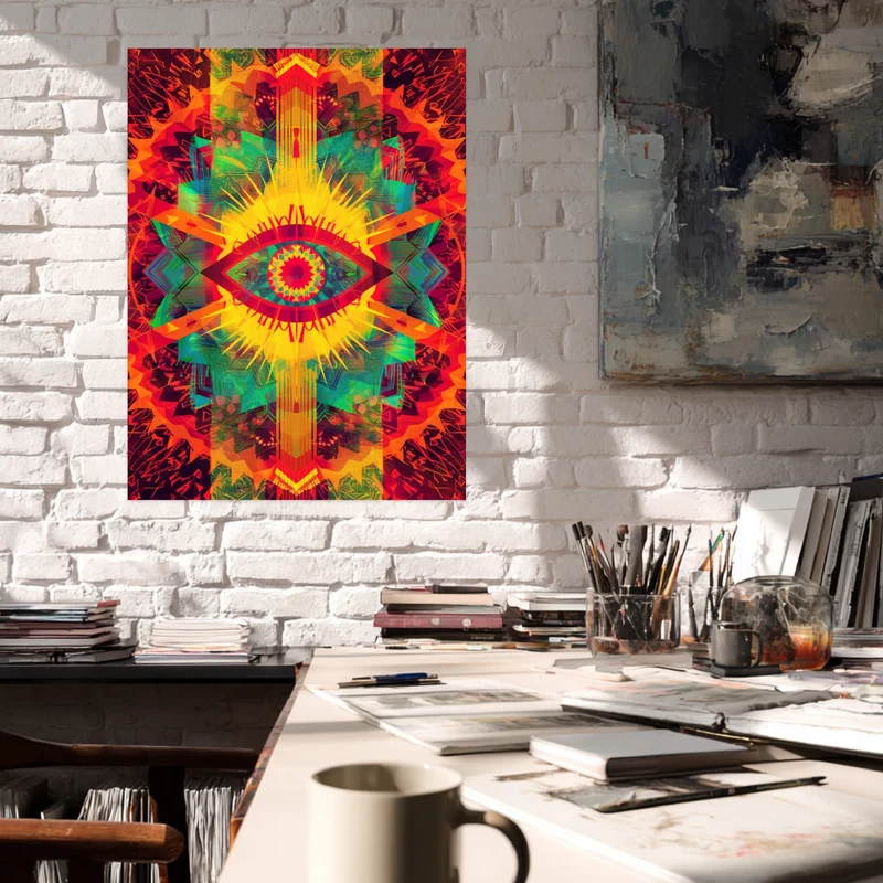 Leuchtendes Auge mit Farbstrahlen Leinwandbild