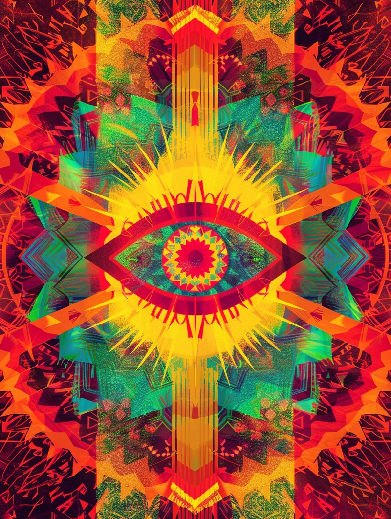 Leuchtendes Auge mit Farbstrahlen Poster