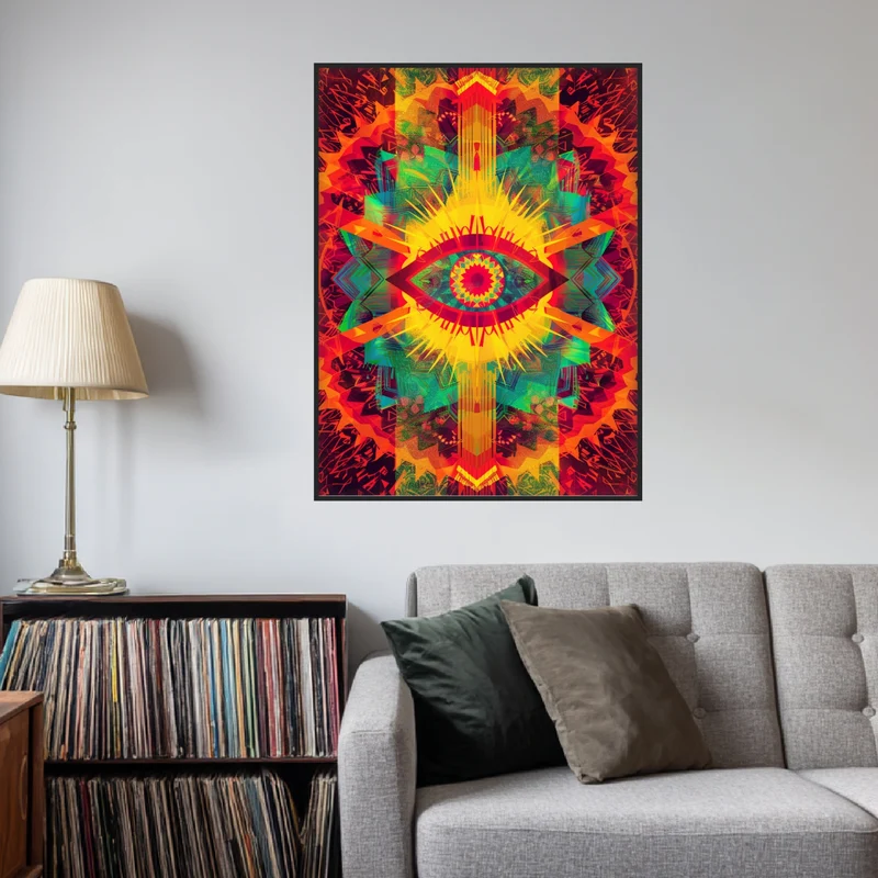 Leuchtendes Auge mit Farbstrahlen Poster