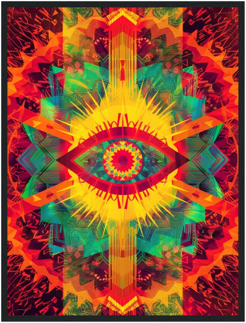 Leuchtendes Auge mit Farbstrahlen Poster