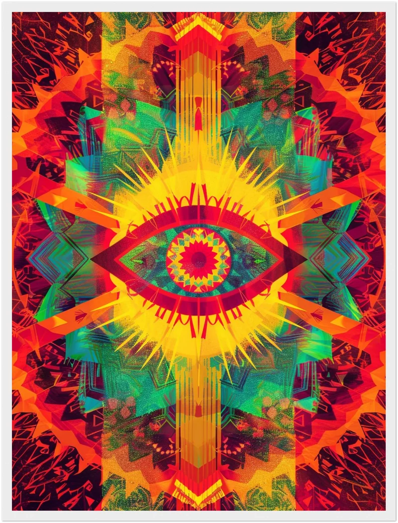 Leuchtendes Auge mit Farbstrahlen Poster
