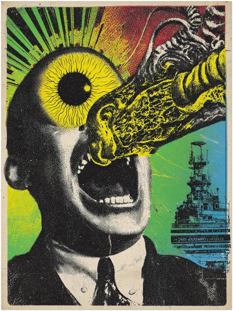 Mann mit explodierendem Auge Poster