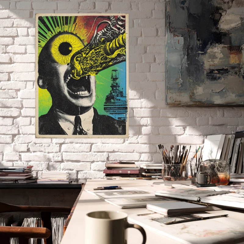 Mann mit explodierendem Auge Poster