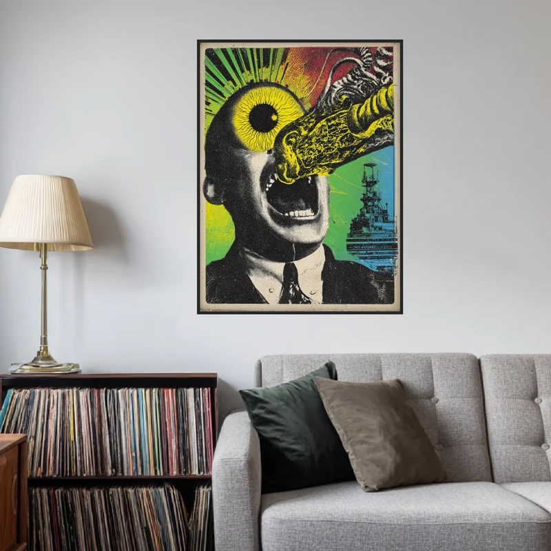 Mann mit explodierendem Auge Poster