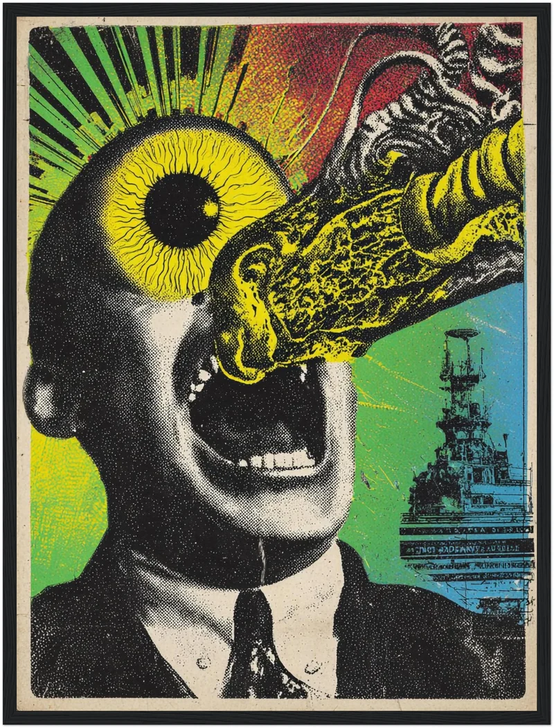 Mann mit explodierendem Auge Poster