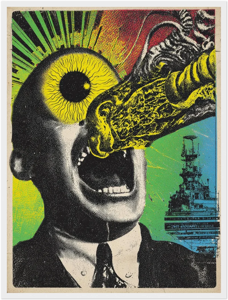 Mann mit explodierendem Auge Poster