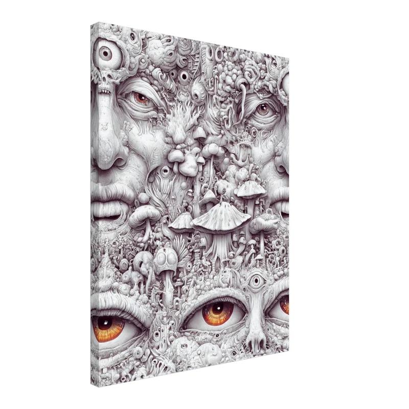 Gesicht aus Pilzen und Augen Leinwandbild