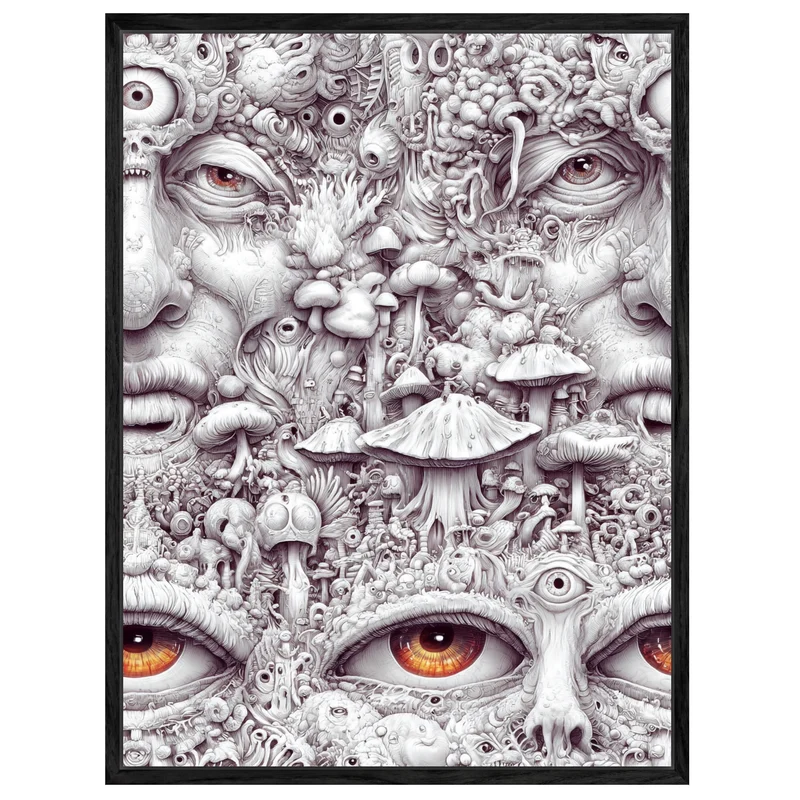 Gesicht aus Pilzen und Augen Leinwandbild