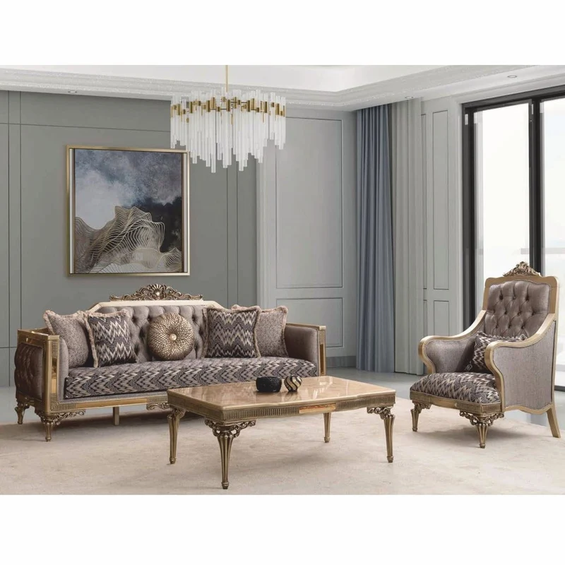 Casa Padrino Luxus Barock Massivholz Couchtisch Gold 120 cm - Barock Wohnzimmer Möbel