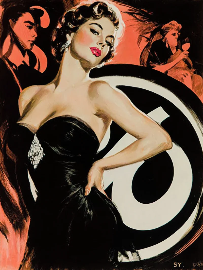 Frau im schwarzen Kleid Poster