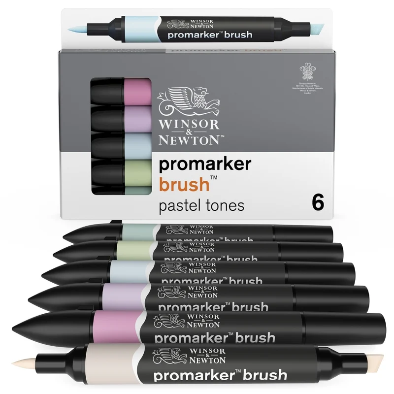 Winsor and Newton - Promarker Brush 6 Set PASTEL TONES