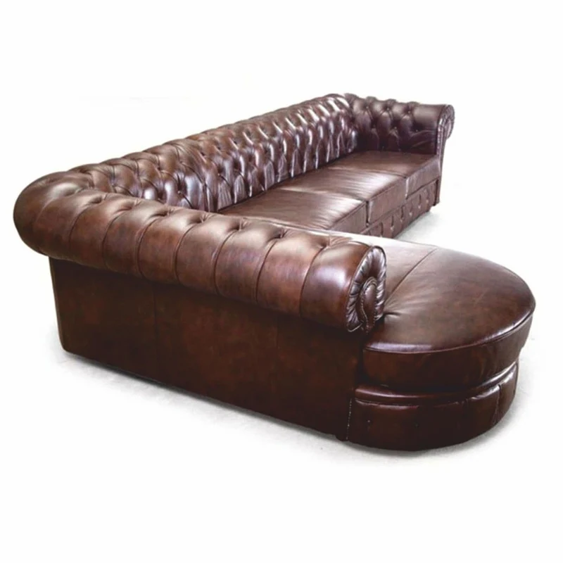 Casa Padrino Luxus Chesterfield Leder Ecksofa Dunkelbraun 293 cm - Echtleder Möbel