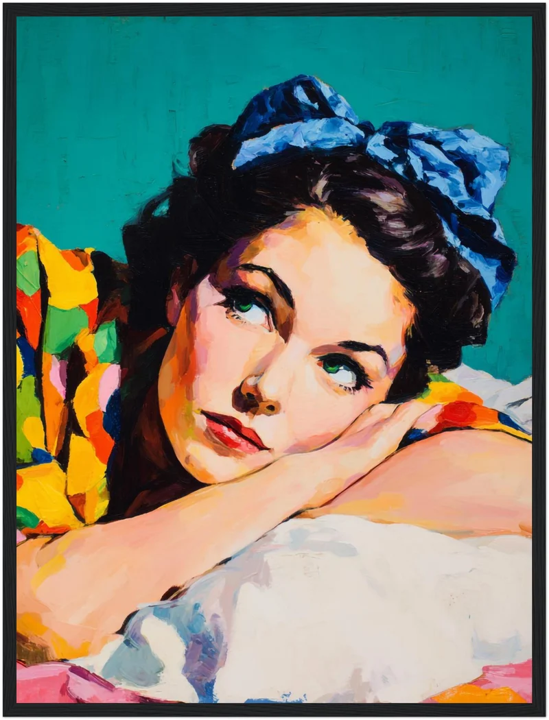 Frau mit blauem Haarband Poster