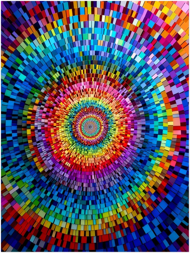 Farbintensives Kreismosaik Leinwandbild