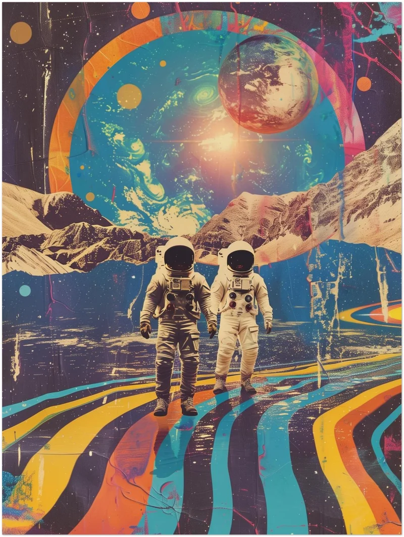 Astronauten vor Planetenkulisse Leinwandbild