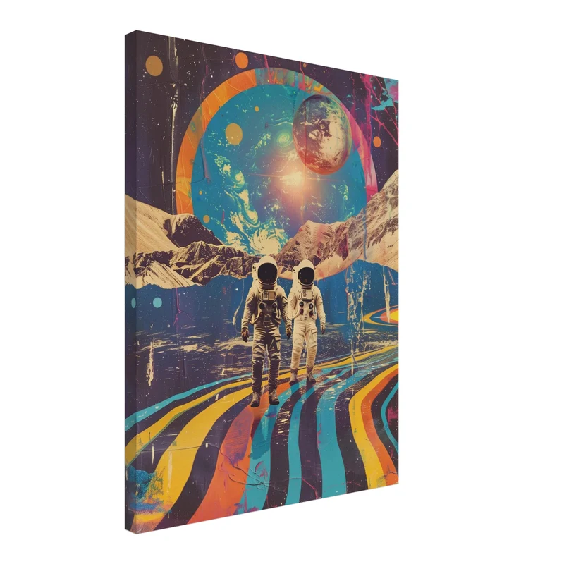 Astronauten vor Planetenkulisse Leinwandbild