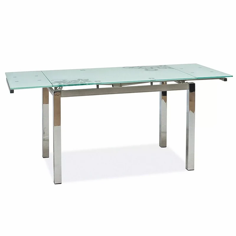 Casa Padrino Metall Esstisch mit Glasplatte Silber 110-170 cm - Erweiterbarer Küchentisch