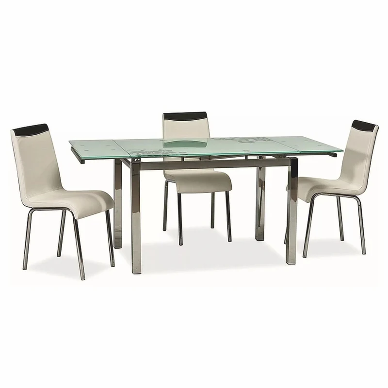 Casa Padrino Metall Esstisch mit Glasplatte Silber 110-170 cm - Erweiterbarer Küchentisch