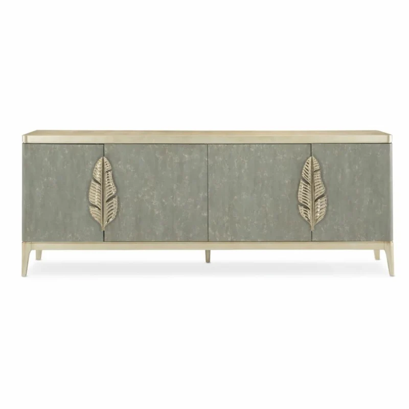 Casa Padrino Luxus Sideboard Graublau / Gold 229 cm - Luxus Hotel Möbel