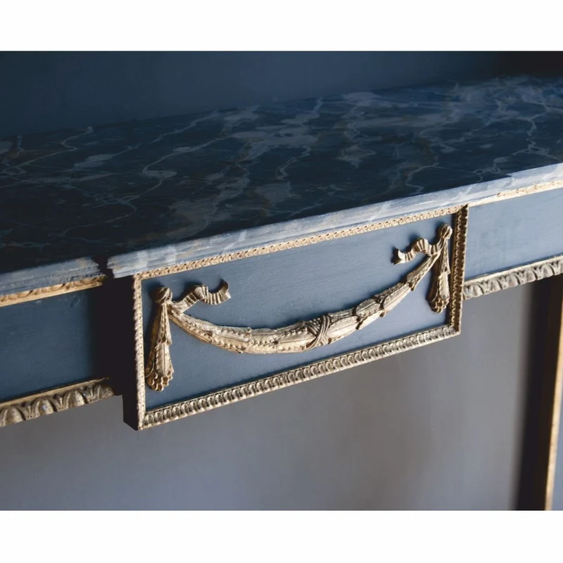 Casa Padrino Luxus Barock Konsole Blau / Naturfarben 180 cm - Made in Italy