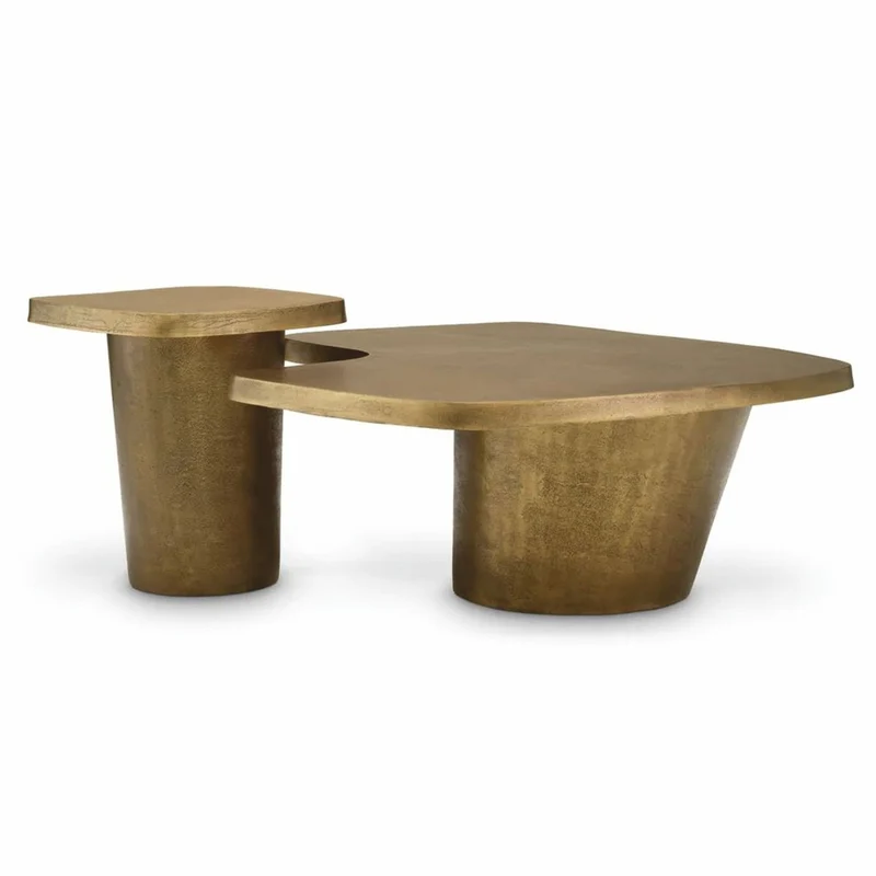 Casa Padrino Luxus Aluminium Couchtisch Set Vintage Messing - Hotel & Wohnzimmer Möbel