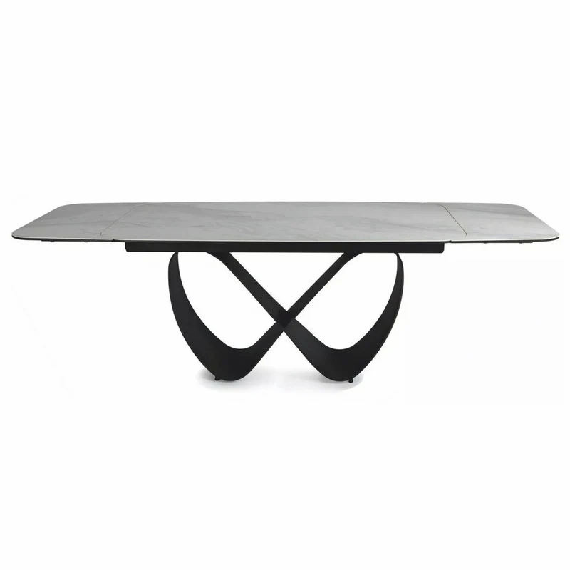 Casa Padrino Luxus Esstisch Matt Weiß / Matt Schwarz 160-240 cm - Ausziehbar