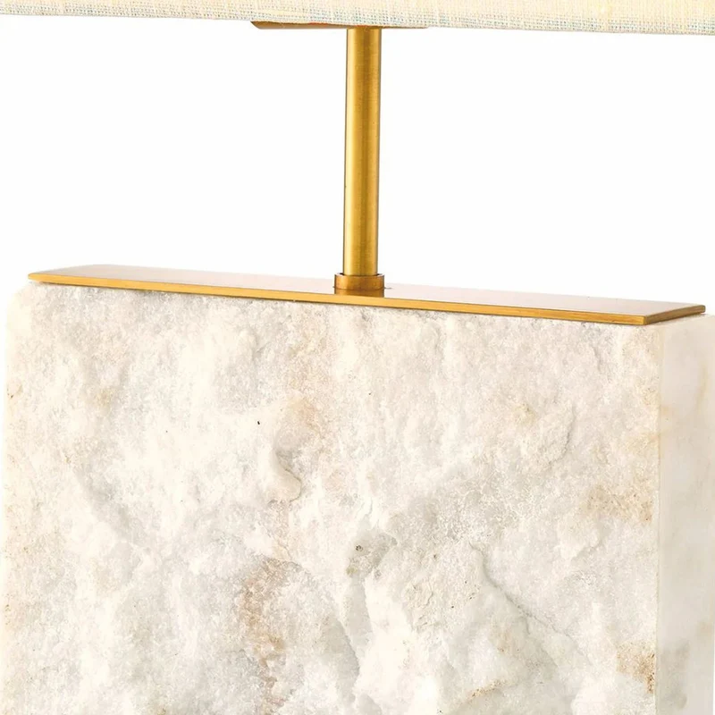 Casa Padrino Luxus Marmor Tischleuchte Weiß / Antik Messing H. 55 cm - Marmor Schreibtischleuchten